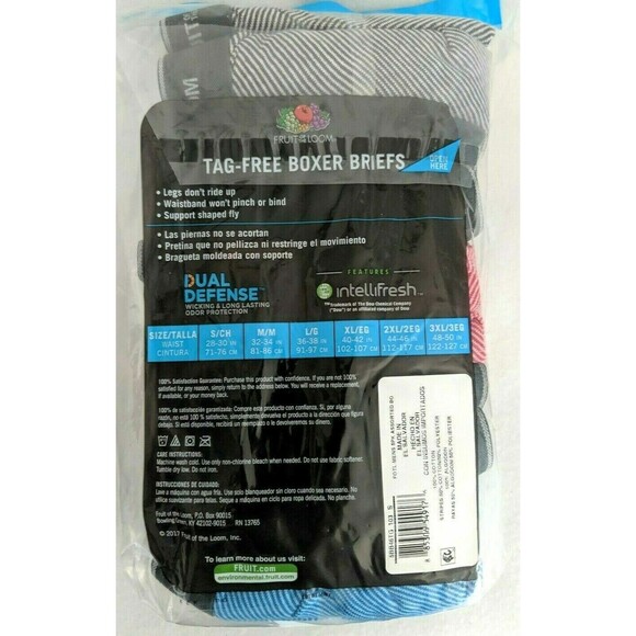 Fruit of the Loom  Men's S (28-30)  5-pk Dual Defense Tagless Boxer Briefs - NWT - Picture 2 of 2